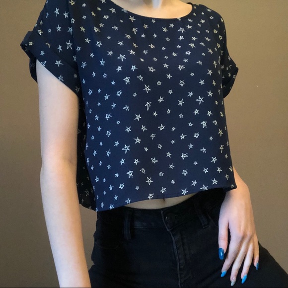 Navy Blue “In the stars” crop top - Picture 6 of 6